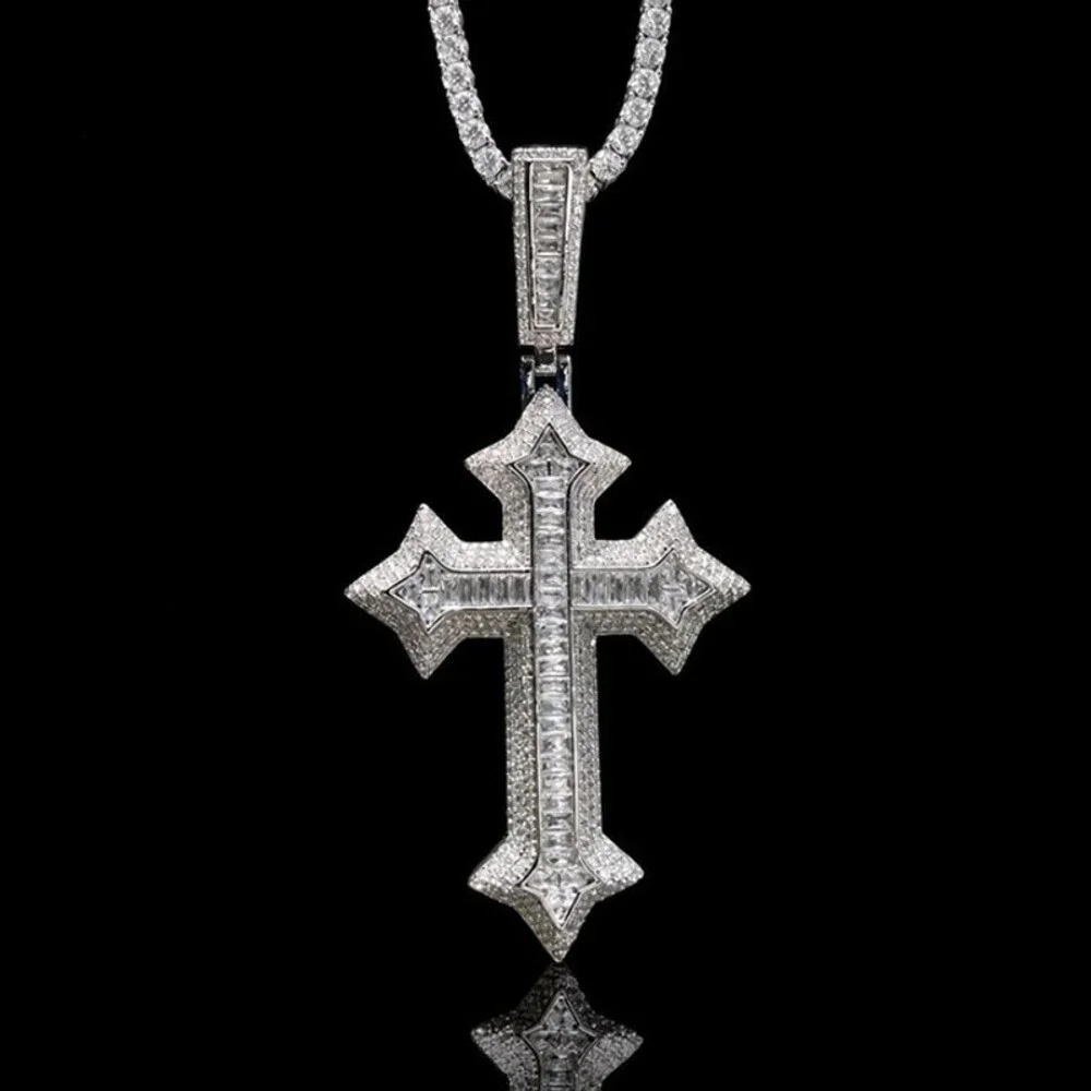 Iced Out Tennis Cross Pendant 20inch